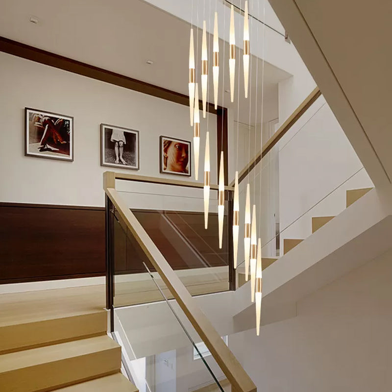 Acrylic Spiral Hanging Lighting Modernist 8/12/18 Lights Stair LED Multi Lamp Pendant in White Clearhalo 'Ceiling Lights' 'Modern Pendants' 'Modern' 'Pendant Lights' 'Pendants' Lighting' 398892