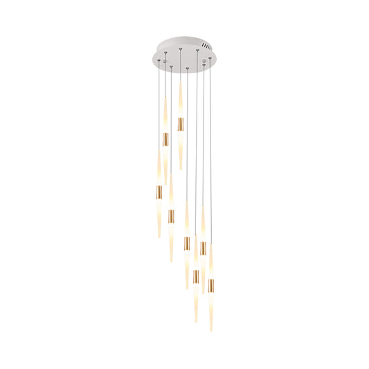 Acrylic Spiral Hanging Lighting Modernist 8/12/18 Lights Stair LED Multi Lamp Pendant in White 8 White Clearhalo 'Ceiling Lights' 'Modern Pendants' 'Modern' 'Pendant Lights' 'Pendants' Lighting' 398895