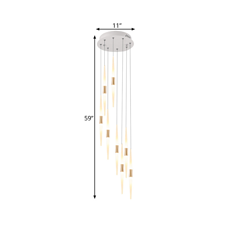 Acrylic Spiral Hanging Lighting Modernist 8/12/18 Lights Stair LED Multi Lamp Pendant in White Clearhalo 'Ceiling Lights' 'Modern Pendants' 'Modern' 'Pendant Lights' 'Pendants' Lighting' 398896