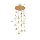 24 Heads Acrylic Suspension Lamp Contemporary Gold Ginkgo Leaf Stair Cluster Pendant Light Clearhalo 'Ceiling Lights' 'Modern Pendants' 'Modern' 'Pendant Lights' 'Pendants' Lighting' 398901