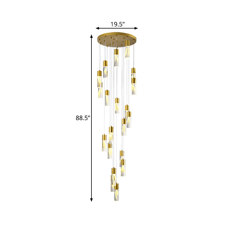 Gold 15/20-Head LED Hanging Light Modernism Acrylic Tube Multi Light Pendant Chandelier Clearhalo 'Ceiling Lights' 'Modern Pendants' 'Modern' 'Pendant Lights' 'Pendants' Lighting' 398919