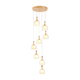 Gold 8-Bulb Ceiling Light Modernism Clear Glass Dome Multi Lamp Pendant with Round Canopy Clearhalo 'Ceiling Lights' 'Glass shade' 'Glass' 'Modern Pendants' 'Modern' 'Pendant Lights' 'Pendants' Lighting' 398945