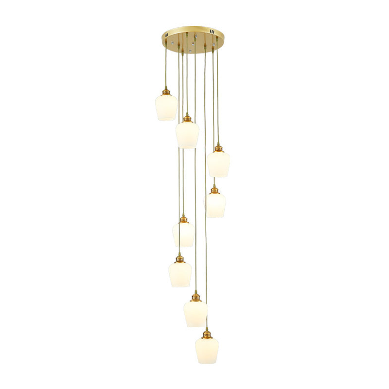 8 Lights Tulips Shade Hanging Lamp Modernist White Glass Multi Light Pendant Chandelier Clearhalo 'Ceiling Lights' 'Glass shade' 'Glass' 'Modern Pendants' 'Modern' 'Pendant Lights' 'Pendants' Lighting' 398982