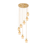 Modernist Globe/Cylinder Pendant Lamp 8-Head Tan Prismatic Glass Multi Light Chandelier in Brass Brass Cylinder Clearhalo 'Ceiling Lights' 'Glass shade' 'Glass' 'Modern Pendants' 'Modern' 'Pendant Lights' 'Pendants' Lighting' 399037