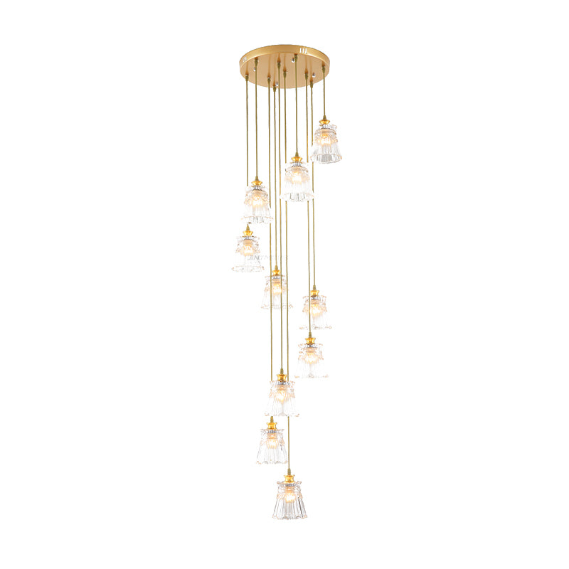 10-Bulb Crystal Suspension Lamp Contemporary Gold Spiral Stair Multiple Hanging Light Clearhalo 'Ceiling Lights' 'Modern Pendants' 'Modern' 'Pendant Lights' 'Pendants' Lighting' 399099