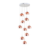 Global Stair Cluster Pendant Light Minimalist Metal 10-Light Rose Gold Ceiling Light Fixture Clearhalo 'Ceiling Lights' 'Modern Pendants' 'Modern' 'Pendant Lights' 'Pendants' Lighting' 399109