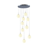 Silver 10 Heads Hanging Light Kit Modernism White Glass Meteor Shower Cluster Pendant Lamp Clearhalo 'Ceiling Lights' 'Glass shade' 'Glass' 'Modern Pendants' 'Modern' 'Pendant Lights' 'Pendants' Lighting' 399162