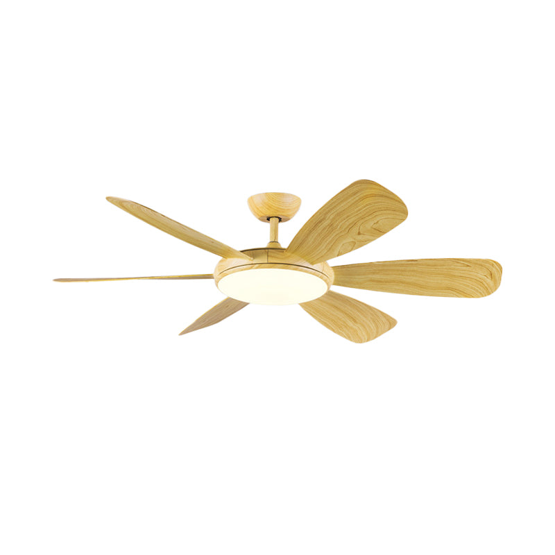 Blue/Wood LED Ceiling Fan Lamp Fixture Modernist Acrylic Round 6 Blades Semi Flushmount, 42" W Clearhalo 'Ceiling Fans with Lights' 'Ceiling Fans' 'Kids Ceiling Fans' 'Kids' Lighting' 399228