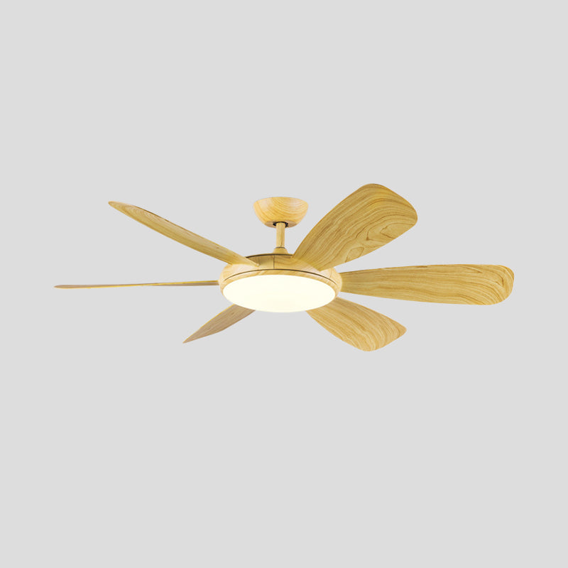 Blue/Wood LED Ceiling Fan Lamp Fixture Modernist Acrylic Round 6 Blades Semi Flushmount, 42" W Clearhalo 'Ceiling Fans with Lights' 'Ceiling Fans' 'Kids Ceiling Fans' 'Kids' Lighting' 399229