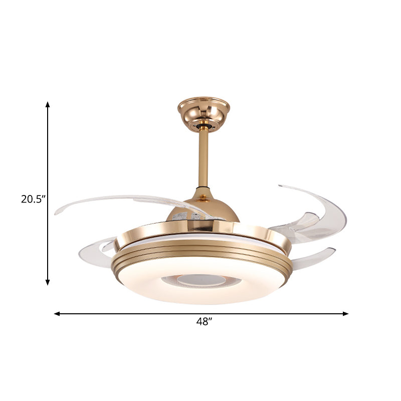 LED Ceiling Fan Lighting Modernism Round Metal 8 Blades Semi Flush Mounted Lamp in Nickel, 48" Wide Clearhalo 'Ceiling Fans with Lights' 'Ceiling Fans' 'Modern Ceiling Fans' 'Modern' Lighting' 399469