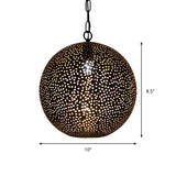 Black Ball Shade Pendant Art Deco Metallic 1-Bulb Restaurant Ceiling Light with Hollow Out Design Clearhalo 'Ceiling Lights' 'Pendant Lights' 'Pendants' Lighting' 399629