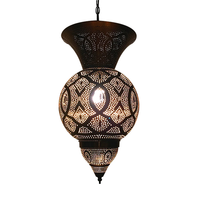 Metal Brass Hanging Lamp Egg/Vase/Capsule 1-Head Arab Pendant Ceiling Light with Oval/Spot/Double Ring Pattern Clearhalo 'Ceiling Lights' 'Pendant Lights' 'Pendants' Lighting' 399639