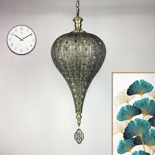 1 Head Pendant Light Vintage Coffee Shop Hanging Lamp with Ice Cream Metal Shade in Bronze Clearhalo 'Ceiling Lights' 'Pendant Lights' 'Pendants' Lighting' 399642