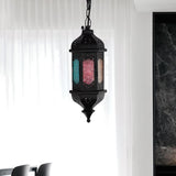 Lantern Metallic Hanging Lighting Art Deco 1 Head Living Room Pendant Lamp in Black, 5"/5.5"/9.5" Wide Clearhalo 'Ceiling Lights' 'Pendant Lights' 'Pendants' Lighting' 399662