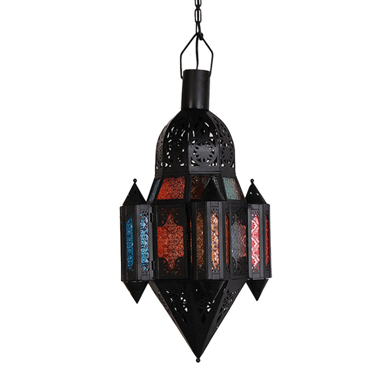 Lantern Metallic Hanging Lighting Art Deco 1 Head Living Room Pendant Lamp in Black, 5"/5.5"/9.5" Wide Black 12" Clearhalo 'Ceiling Lights' 'Pendant Lights' 'Pendants' Lighting' 399670_1439820a-113d-4de1-9d1a-d43170ca20d5