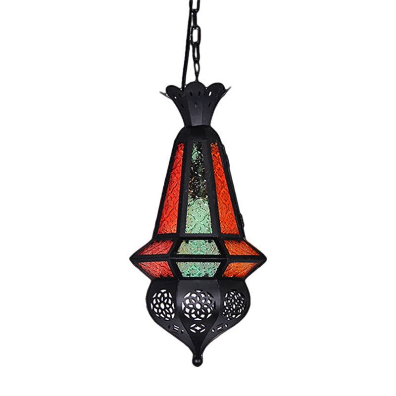 Lantern Metallic Hanging Lighting Art Deco 1 Head Living Room Pendant Lamp in Black, 5"/5.5"/9.5" Wide Clearhalo 'Ceiling Lights' 'Pendant Lights' 'Pendants' Lighting' 399673