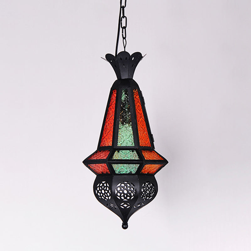 Lantern Metallic Hanging Lighting Art Deco 1 Head Living Room Pendant Lamp in Black, 5"/5.5"/9.5" Wide Clearhalo 'Ceiling Lights' 'Pendant Lights' 'Pendants' Lighting' 399674