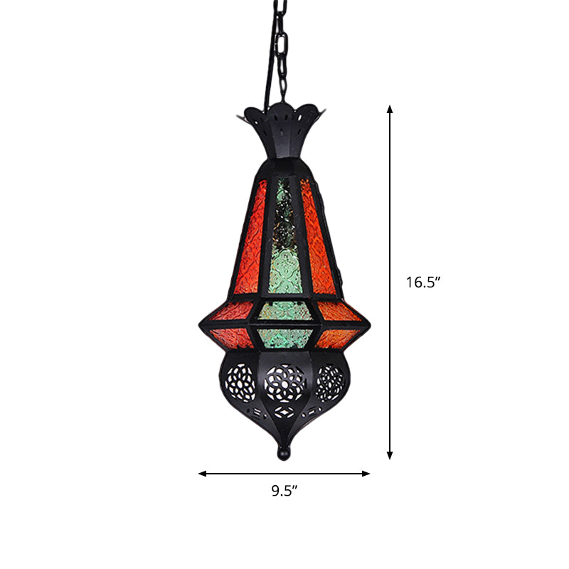 Lantern Metallic Hanging Lighting Art Deco 1 Head Living Room Pendant Lamp in Black, 5"/5.5"/9.5" Wide Clearhalo 'Ceiling Lights' 'Pendant Lights' 'Pendants' Lighting' 399675