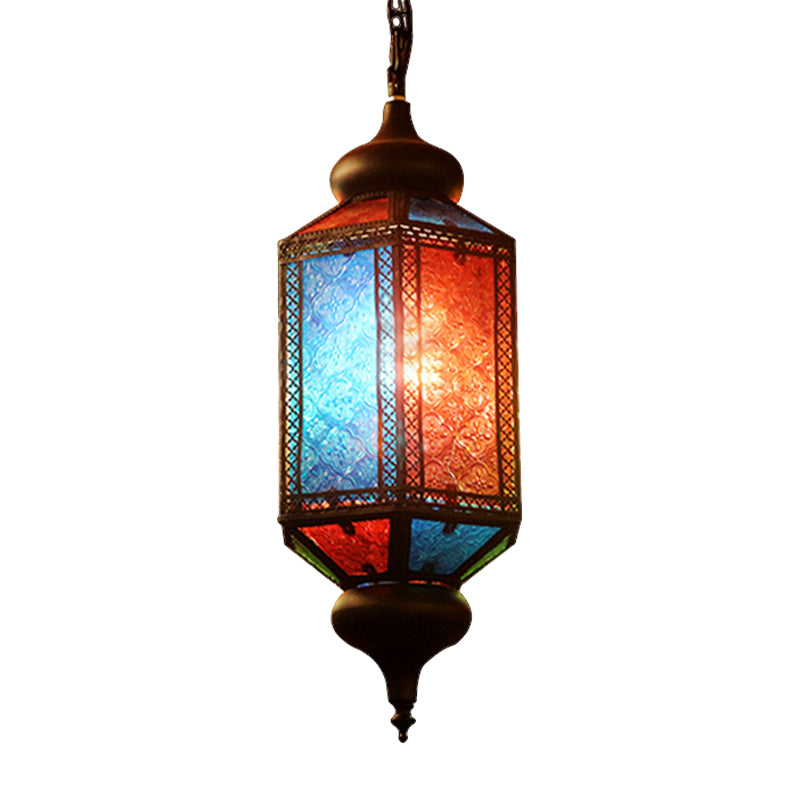 Art Deco Lantern Suspension Light 1 Bulb Metal Hanging Lamp in Copper for Restaurant Clearhalo 'Ceiling Lights' 'Pendant Lights' 'Pendants' Lighting' 399688