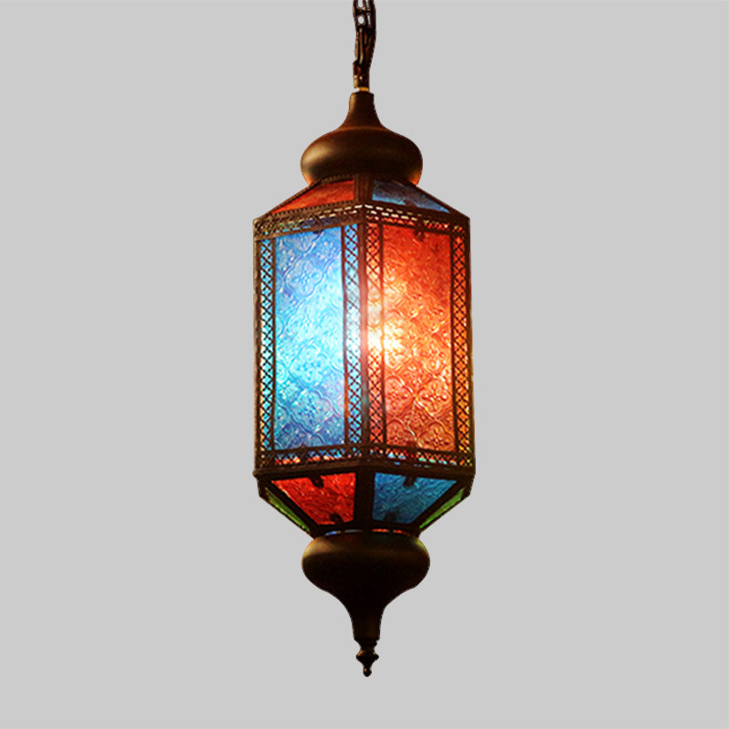 Art Deco Lantern Suspension Light 1 Bulb Metal Hanging Lamp in Copper for Restaurant Clearhalo 'Ceiling Lights' 'Pendant Lights' 'Pendants' Lighting' 399689