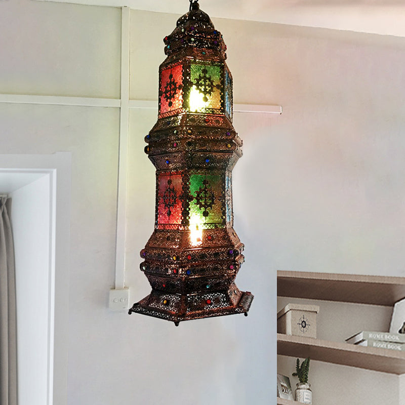 Metallic Copper Pendant Lighting Tower Shape 2-Head Arab Chandelier Lamp for Coffee House Copper Clearhalo 'Ceiling Lights' 'Chandeliers' Lighting' options 399716_3537eec8-038a-4c85-aeab-5bcb8696f90a