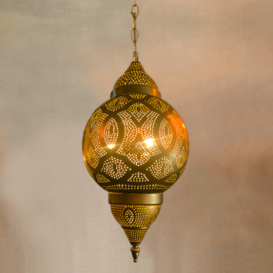 Metallic Vase/Gourd Pendant Lamp Vintage 3-Head Coffee House Hanging Chandelier in Brass Clearhalo 'Ceiling Lights' 'Chandeliers' Lighting' options 399736