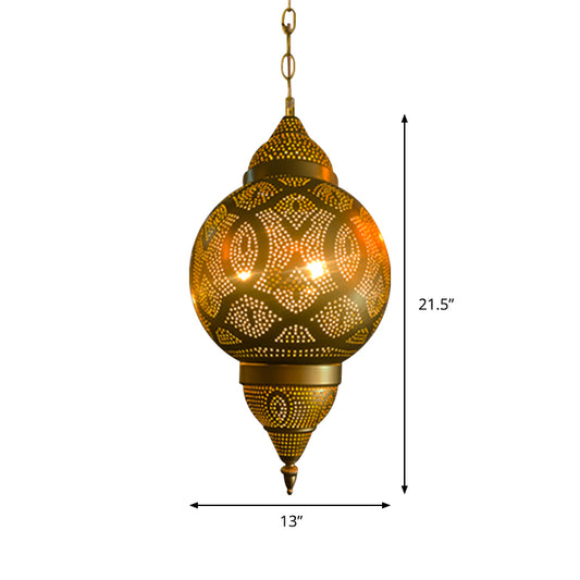 Metallic Vase/Gourd Pendant Lamp Vintage 3-Head Coffee House Hanging Chandelier in Brass Clearhalo 'Ceiling Lights' 'Chandeliers' Lighting' options 399740