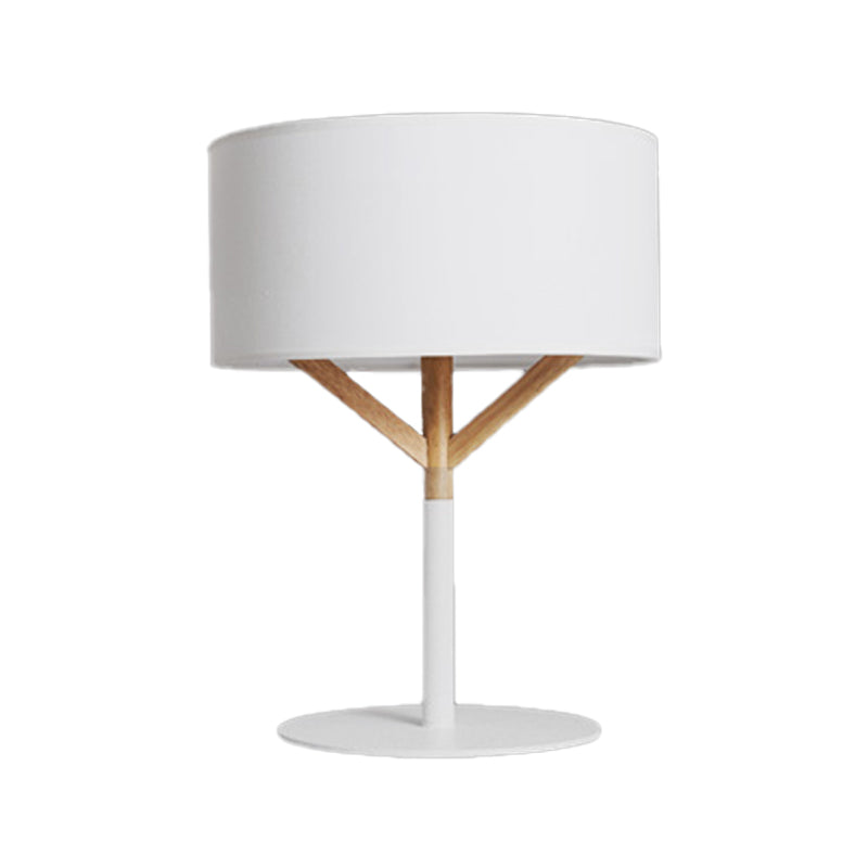 Straight Sided Shade Table Lamp Modernist Fabric 1 Bulb Reading Book Light in White Clearhalo 'Lamps' 'Table Lamps' Lighting' 399969