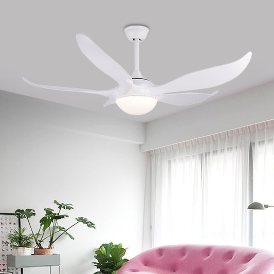 56" W White LED Ceiling Fan Lamp Modernist Acrylic Dome Semi Flush Mounted Lamp with 5 Blades for Bedroom White Clearhalo 'Ceiling Fans with Lights' 'Ceiling Fans' 'Modern Ceiling Fans' 'Modern' Lighting' 399981