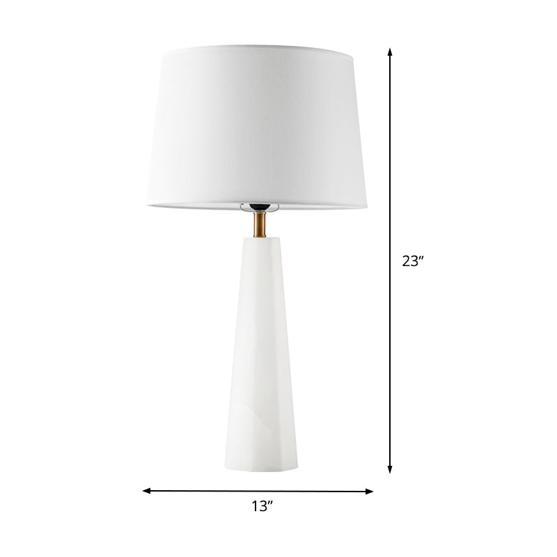 Contemporary 1 Bulb Desk Light White Tapered Drum Night Table Lamp with Fabric Shade Clearhalo 'Lamps' 'Table Lamps' Lighting' 400065