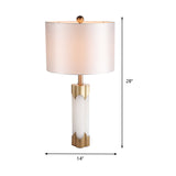 Contemporary 1 Bulb Task Lighting White Drum Reading Book Light with Fabric Shade Clearhalo 'Lamps' 'Table Lamps' Lighting' 400109