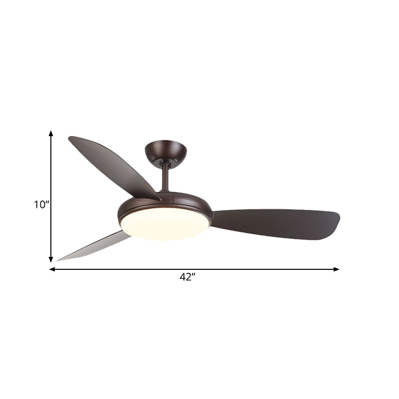 Black LED Ceiling Fan Lamp Modernist Acrylic 3 Blades Semi Flush Mounted Lamp for Bedroom, 42" Wide Clearhalo 'Ceiling Fans with Lights' 'Ceiling Fans' 'Modern Ceiling Fans' 'Modern' Lighting' 400124