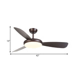 Black LED Ceiling Fan Lamp Modernist Acrylic 3 Blades Semi Flush Mounted Lamp for Bedroom, 42" Wide Clearhalo 'Ceiling Fans with Lights' 'Ceiling Fans' 'Modern Ceiling Fans' 'Modern' Lighting' 400124