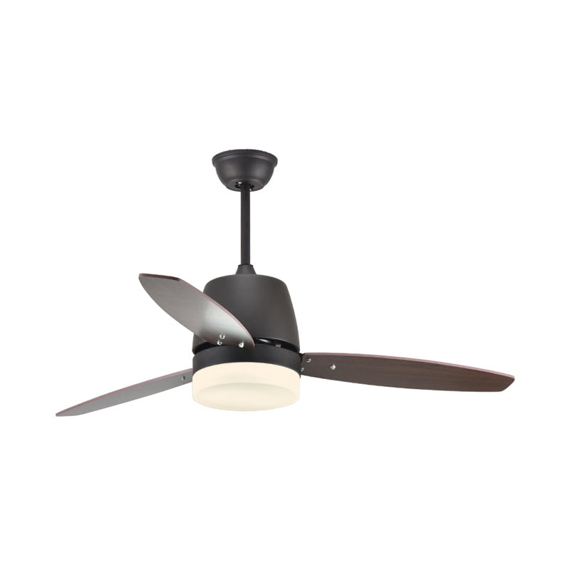 Modern Cylinder Semi Flush Mount Lamp LED Metal Hanging Fan Lamp in Black with 3 Blades, 48" Wide Clearhalo 'Ceiling Fans with Lights' 'Ceiling Fans' 'Modern Ceiling Fans' 'Modern' Lighting' 400173