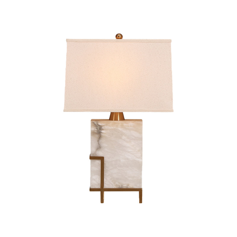 Modernism 1 Bulb Task Lighting White Tapered Reading Book Light with Fabric Shade Clearhalo 'Lamps' 'Table Lamps' Lighting' 400187