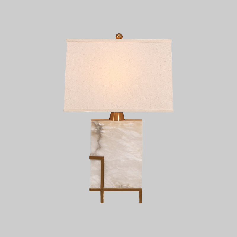 Modernism 1 Bulb Task Lighting White Tapered Reading Book Light with Fabric Shade Clearhalo 'Lamps' 'Table Lamps' Lighting' 400188