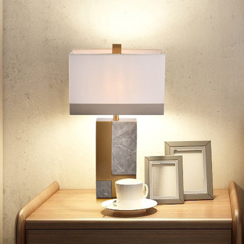 1 Head Study Desk Light Modern White Night Table Lamp with Rectangle Fabric Shade Clearhalo 'Lamps' 'Table Lamps' Lighting' 400197