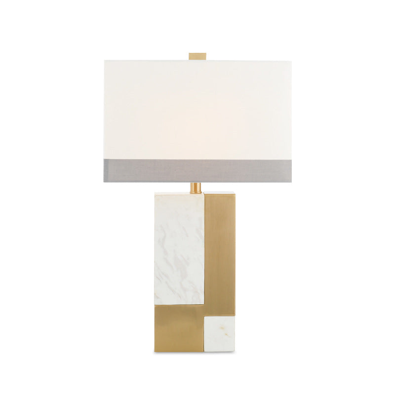1 Head Study Desk Light Modern White Night Table Lamp with Rectangle Fabric Shade Clearhalo 'Lamps' 'Table Lamps' Lighting' 400198