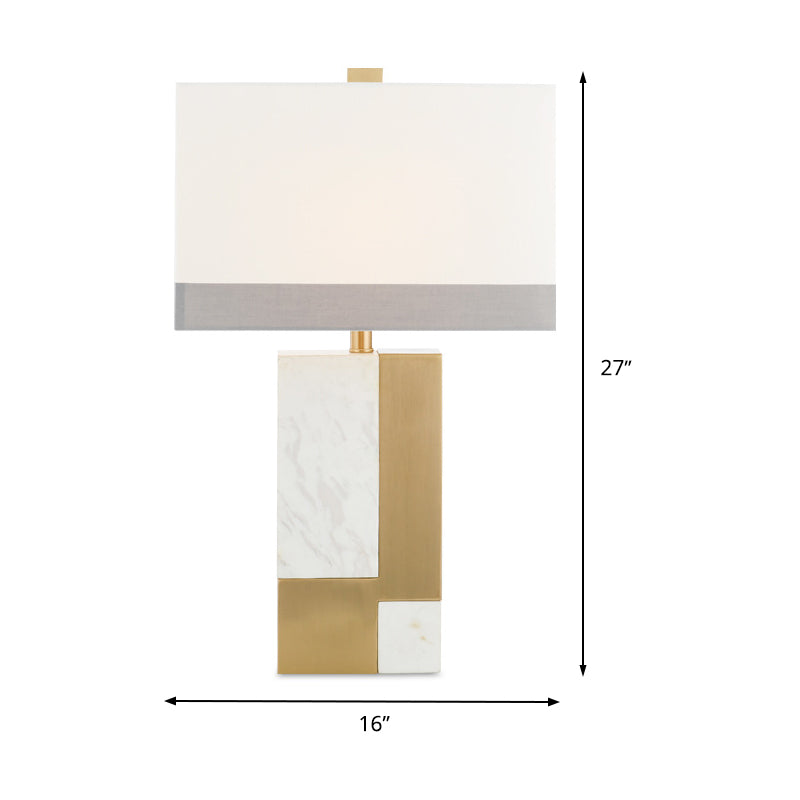 1 Head Study Desk Light Modern White Night Table Lamp with Rectangle Fabric Shade Clearhalo 'Lamps' 'Table Lamps' Lighting' 400199