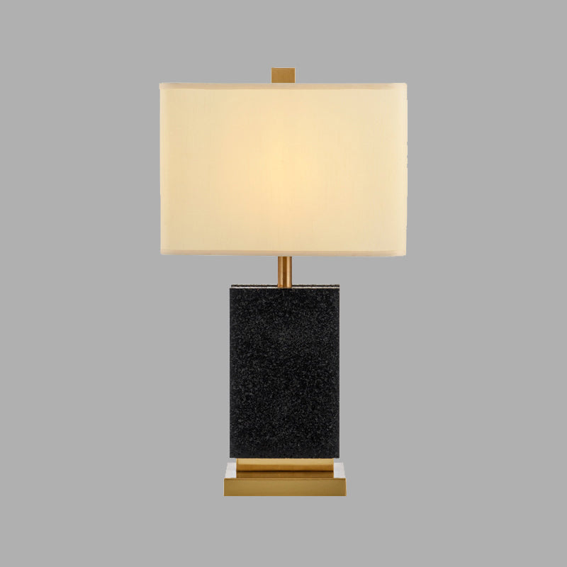 Contemporary 1 Bulb Desk Light Black Rectangular Night Table Lamp with Fabric Shade Clearhalo 'Lamps' 'Table Lamps' Lighting' 400223