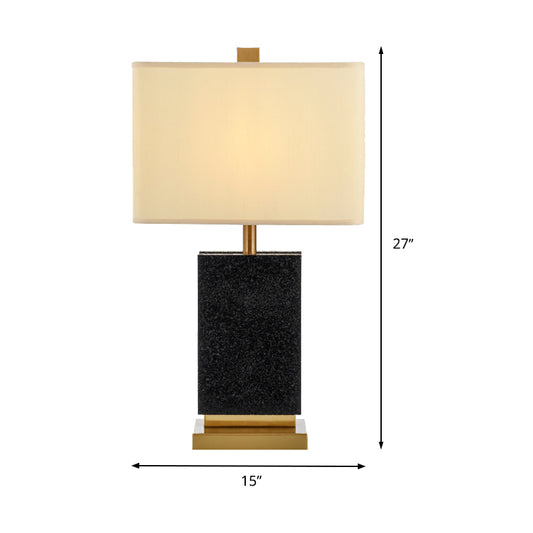 Contemporary 1 Bulb Desk Light Black Rectangular Night Table Lamp with Fabric Shade Clearhalo 'Lamps' 'Table Lamps' Lighting' 400224