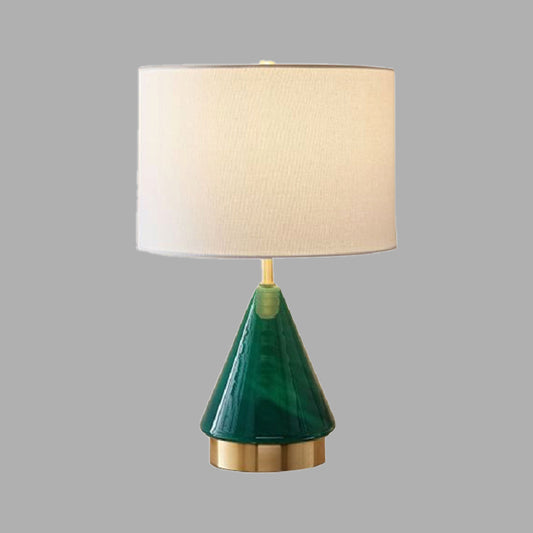 Contemporary 1 Bulb Task Lighting Green Cylinder Small Desk Lamp with Fabric Shade Clearhalo 'Lamps' 'Table Lamps' Lighting' 400243