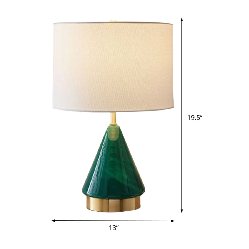 Contemporary 1 Bulb Task Lighting Green Cylinder Small Desk Lamp with Fabric Shade Clearhalo 'Lamps' 'Table Lamps' Lighting' 400244