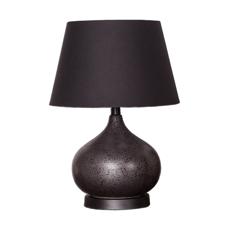 Contemporary Tapered Drum Task Lighting Fabric 1 Bulb Night Table Lamp in Black Clearhalo 'Lamps' 'Table Lamps' Lighting' 400278