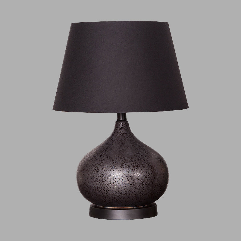 Contemporary Tapered Drum Task Lighting Fabric 1 Bulb Night Table Lamp in Black Clearhalo 'Lamps' 'Table Lamps' Lighting' 400279