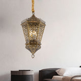 Brass 1 Light Hanging Lighting Arab Style Metal Hollowed Out Pendant Lamp for Corridor Clearhalo 'Ceiling Lights' 'Pendant Lights' 'Pendants' Lighting' 400287