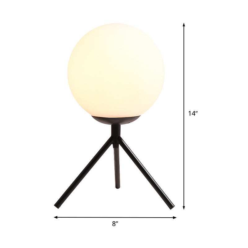 Contemporary 1 Bulb Table Light Black Sphere Small Desk Lamp with Opal Glass Shade Clearhalo 'Lamps' 'Table Lamps' Lighting' 400340