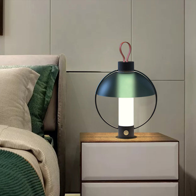 Domed Desk Light Modern Metal 1 Head Green Task Lamp with Cylinder White Glass Shade Clearhalo 'Lamps' 'Table Lamps' Lighting' 400374