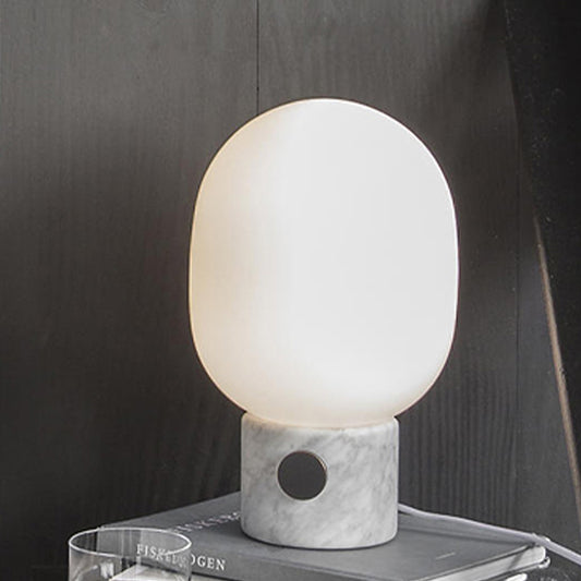 White Glass Oblong Task Light Modernism 1 Head Small Desk Lamp with Marble Base White Clearhalo 'Lamps' 'Table Lamps' Lighting' 400402