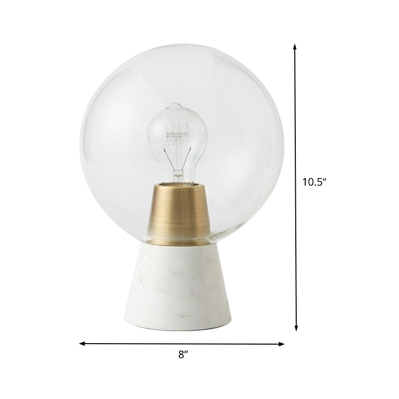 Contemporary Sphere Task Lighting Clear Glass 1 Bulb Reading Book Light in White Clearhalo 'Lamps' 'Table Lamps' Lighting' 400411